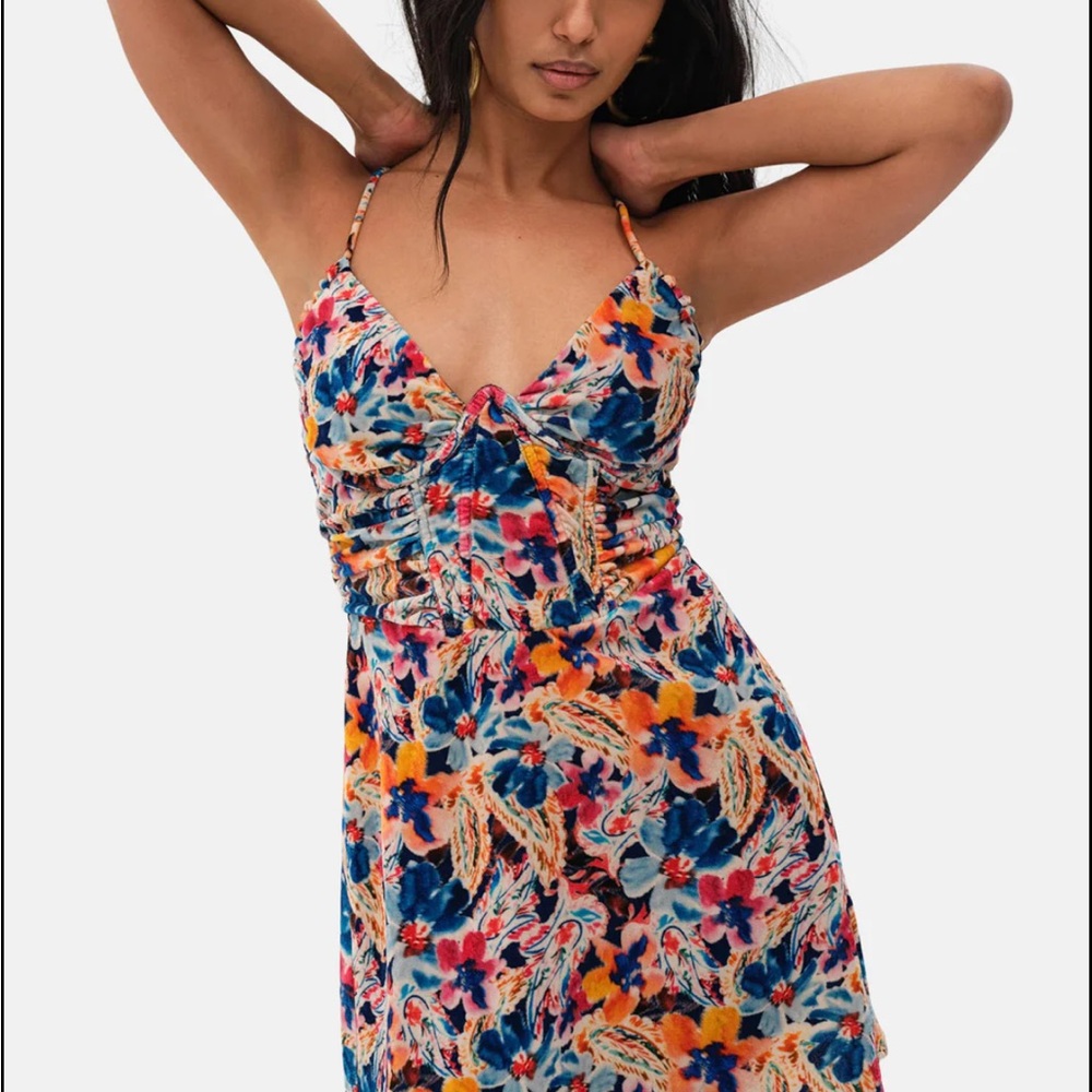 For Love And Lemons XS Brooklyn Floral Mini Dress - Multicolor